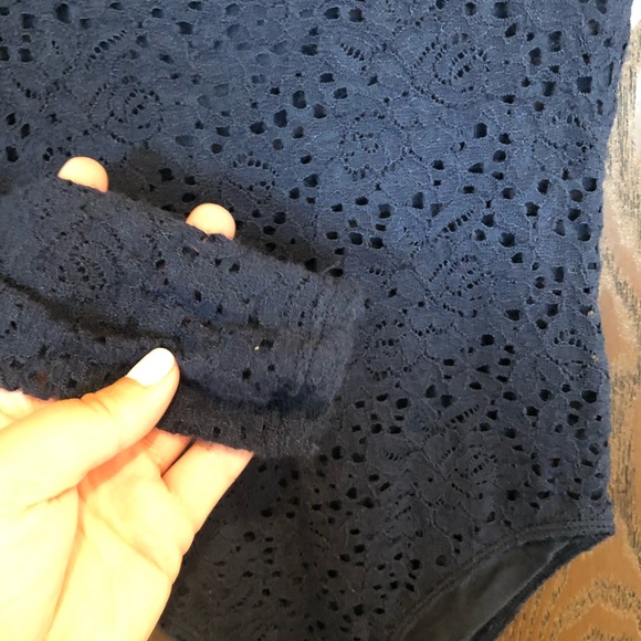 Hollister Navy Blue Lace Off Shoulder Bodysuit - Picture 10 of 11